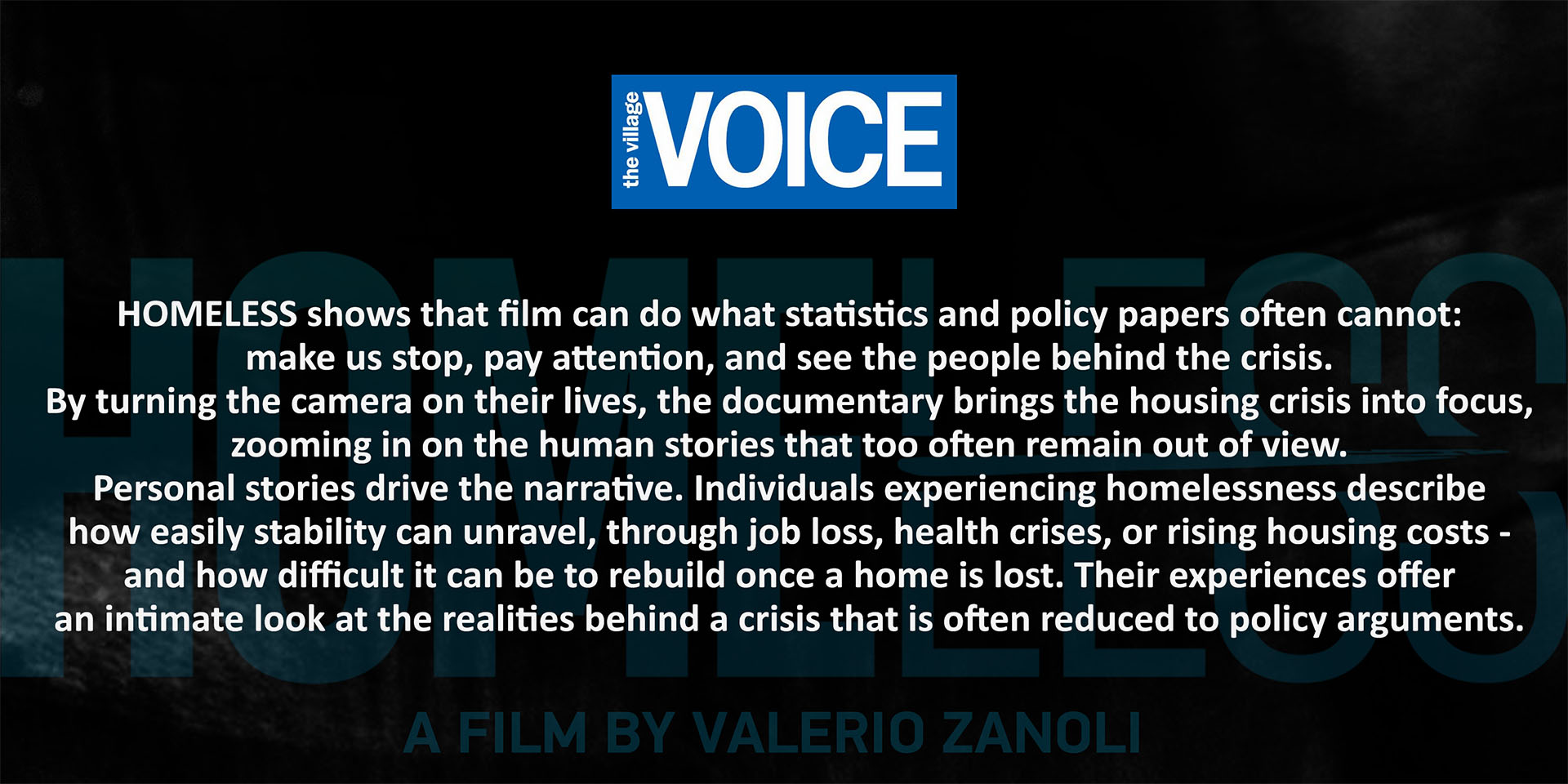 quote about the documentary Homeless by Valerio Zanoli