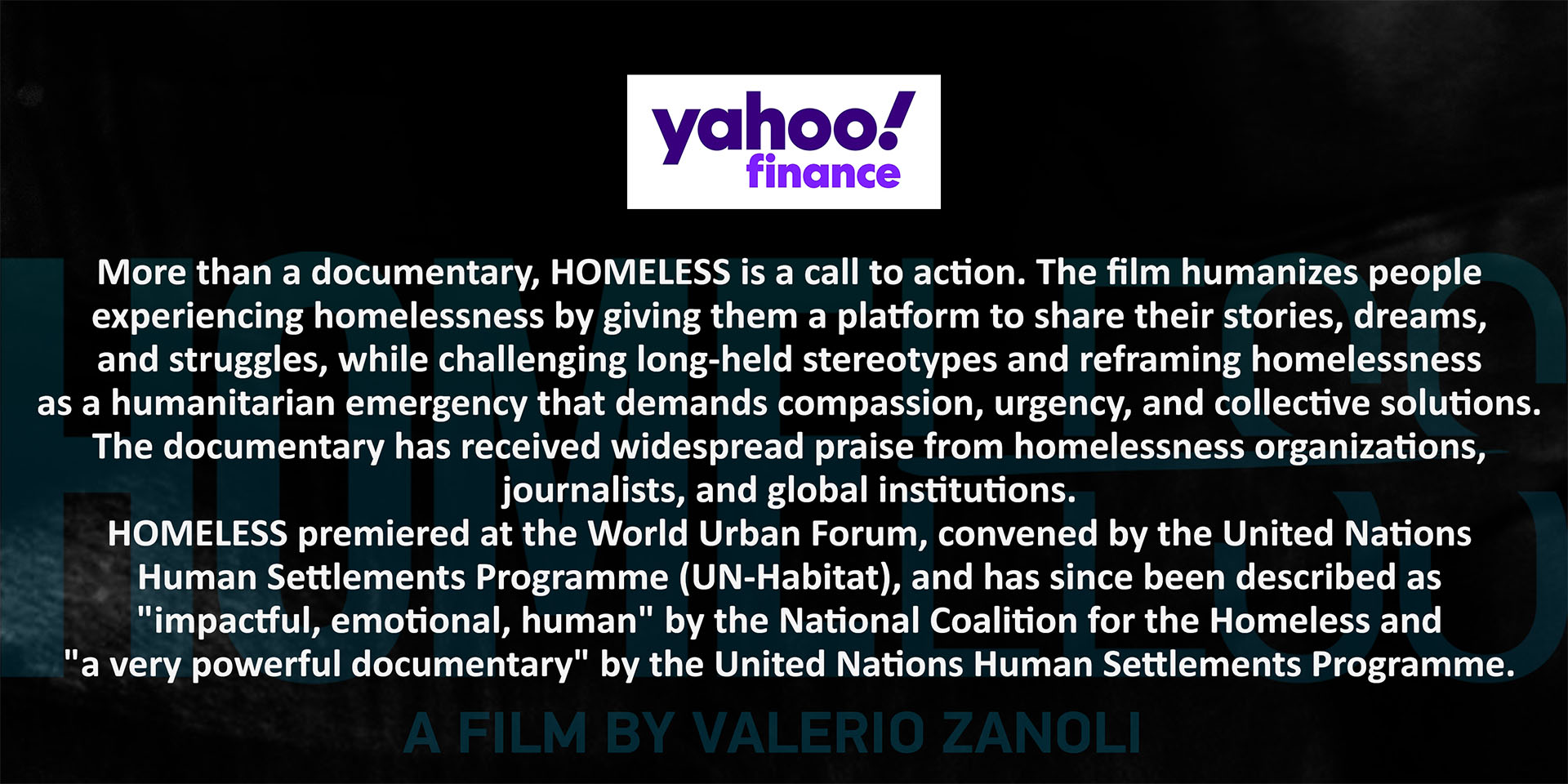 quote about the documentary Homeless by Valerio Zanoli